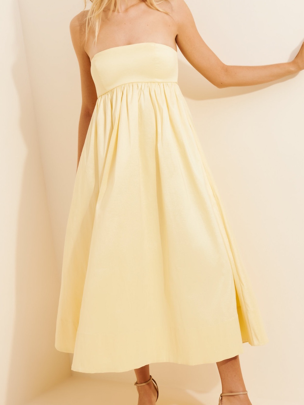 Hansen & Gretel Angela Taffeta Midi Dress in Yellow